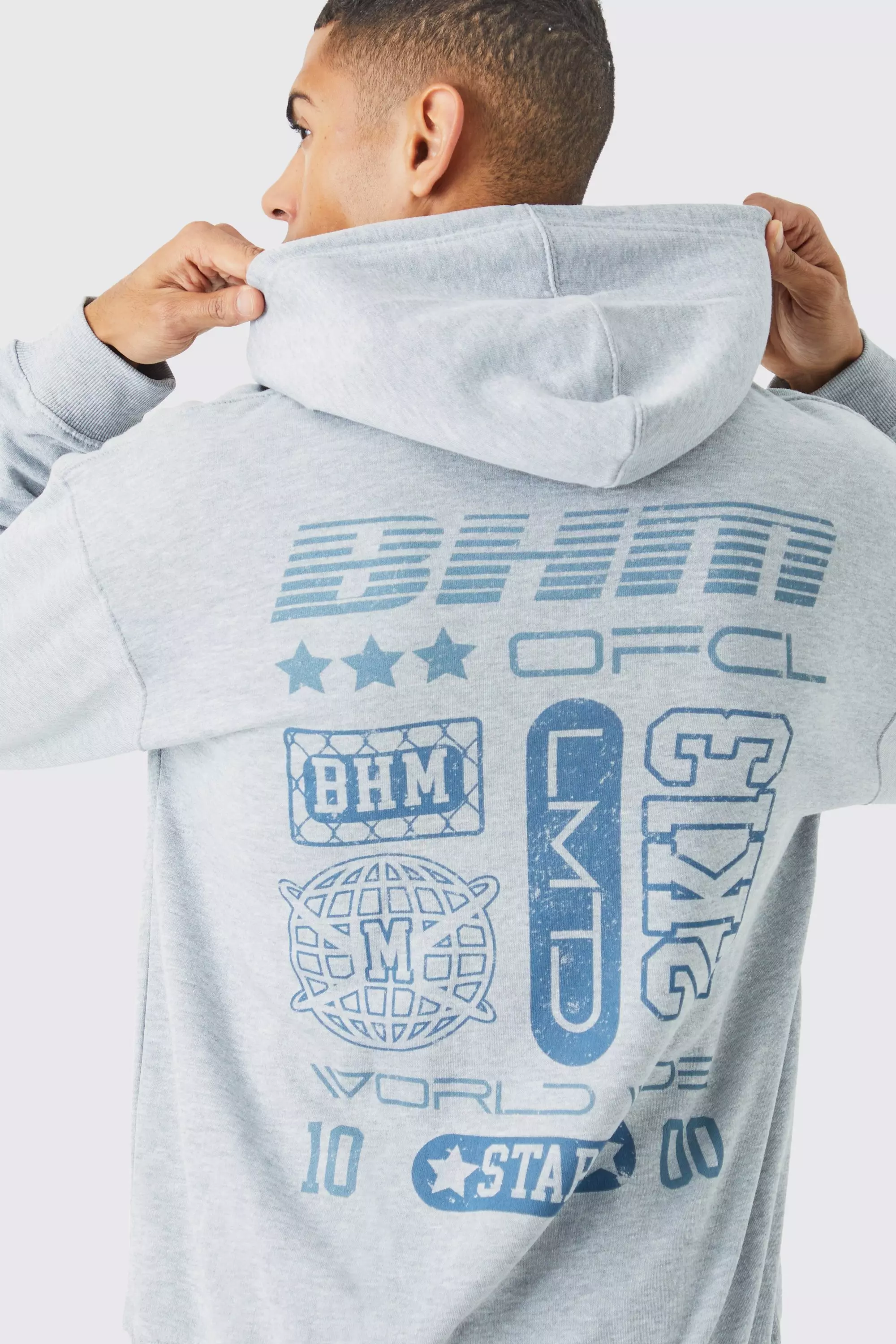 Oversized Varsity Graphic Hoodie boohooMAN USA